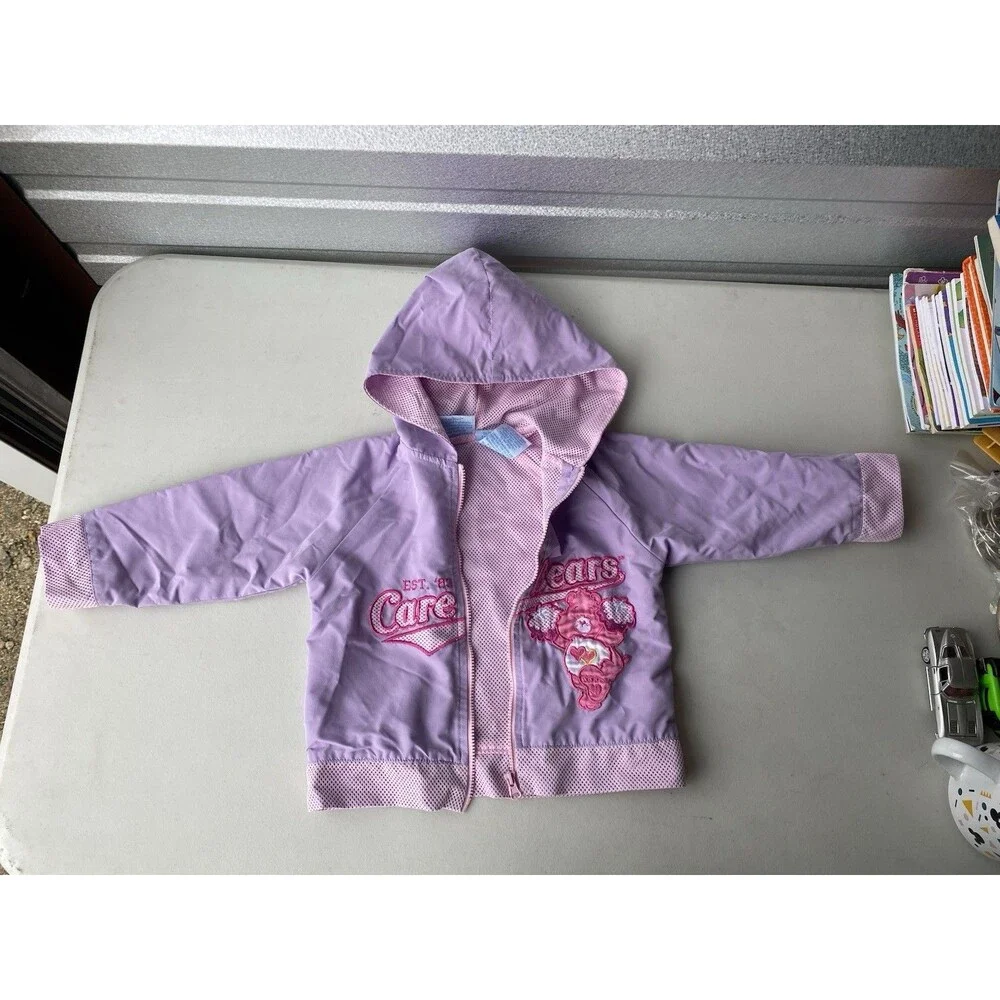 Vintage 2005 Care Bears Zipper Hoodie Jacket Size 24M Purple Mesh Lined Y2K